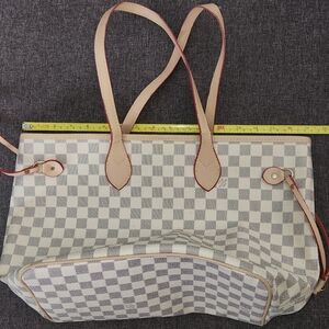 Checkered Tote Bag - Cream and Gray